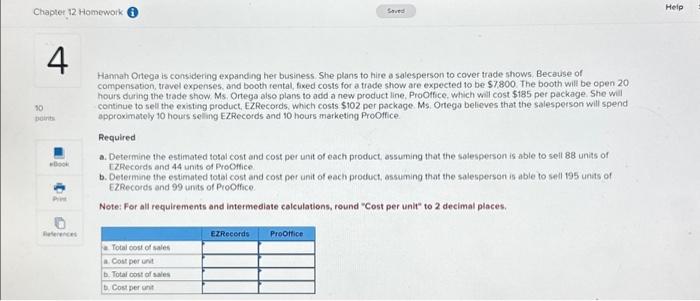 Solved Chapter 12 Homework 4 10 points eBook Print | Chegg.com