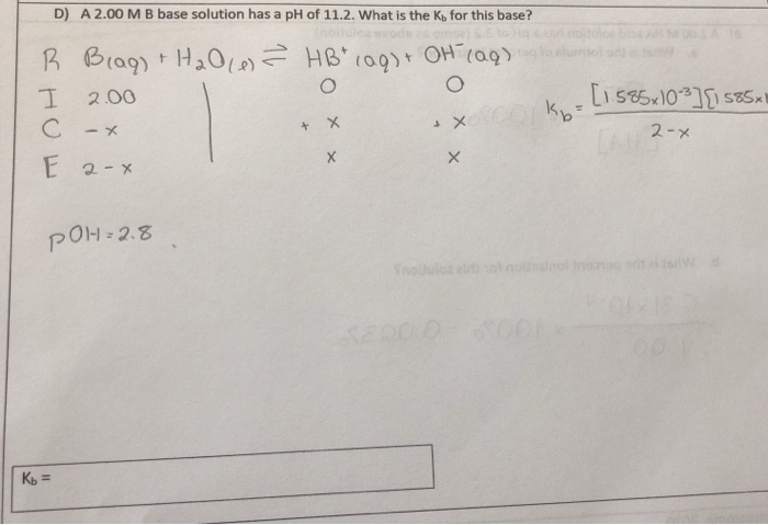 Solved D A 2 00 M B Base Solution Has A Ph Of 11 2 What Chegg Com