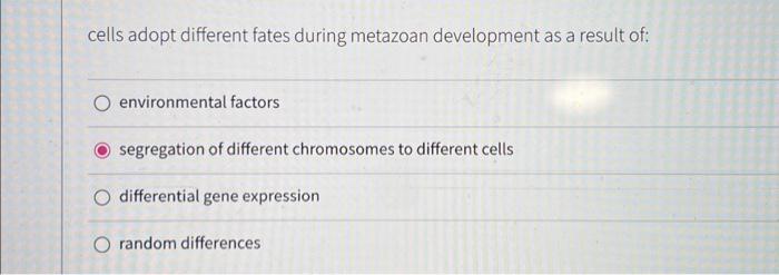 Cells Adopt Different Fates During Metazoan Chegg