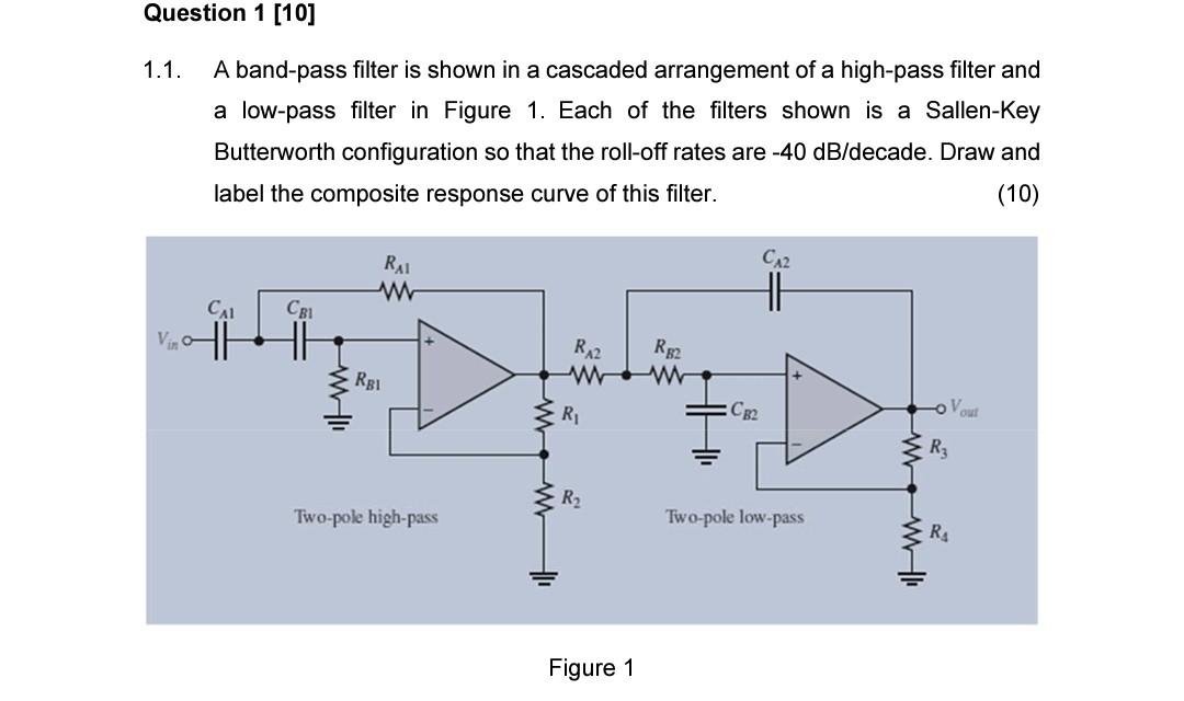 Solved Question 1 [10] 1.1. A band-pass filter is shown in a | Chegg.com