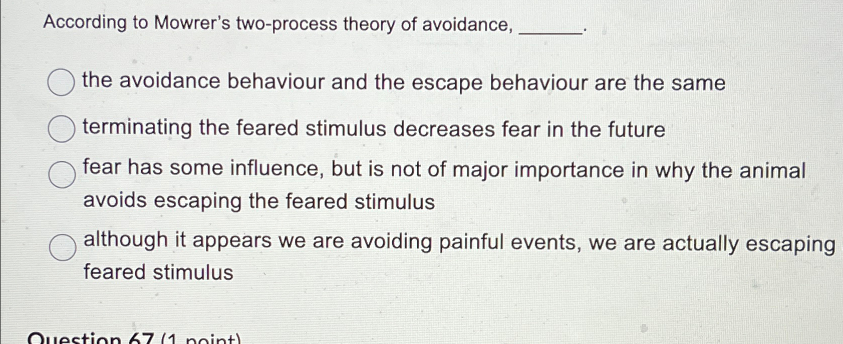 Solved According to Mowrer's two-process theory of | Chegg.com