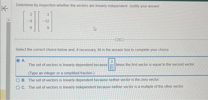 Solved Determine By Inspection Whether The Vectors Are | Chegg.com