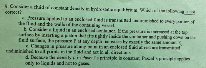 Solved 9. Consider a fluid of constant density in | Chegg.com