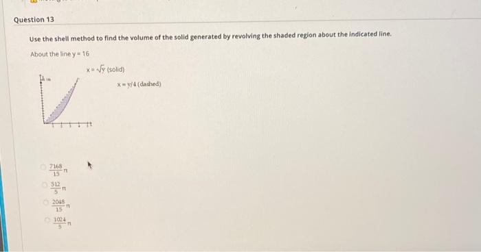 Solved Use the shell method to find the volume of the solid | Chegg.com