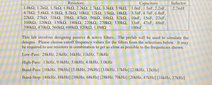 Solved This lab involves designing passive \& active | Chegg.com