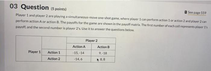 Question (5 points) Player 1 and player 2 are playing | Chegg.com