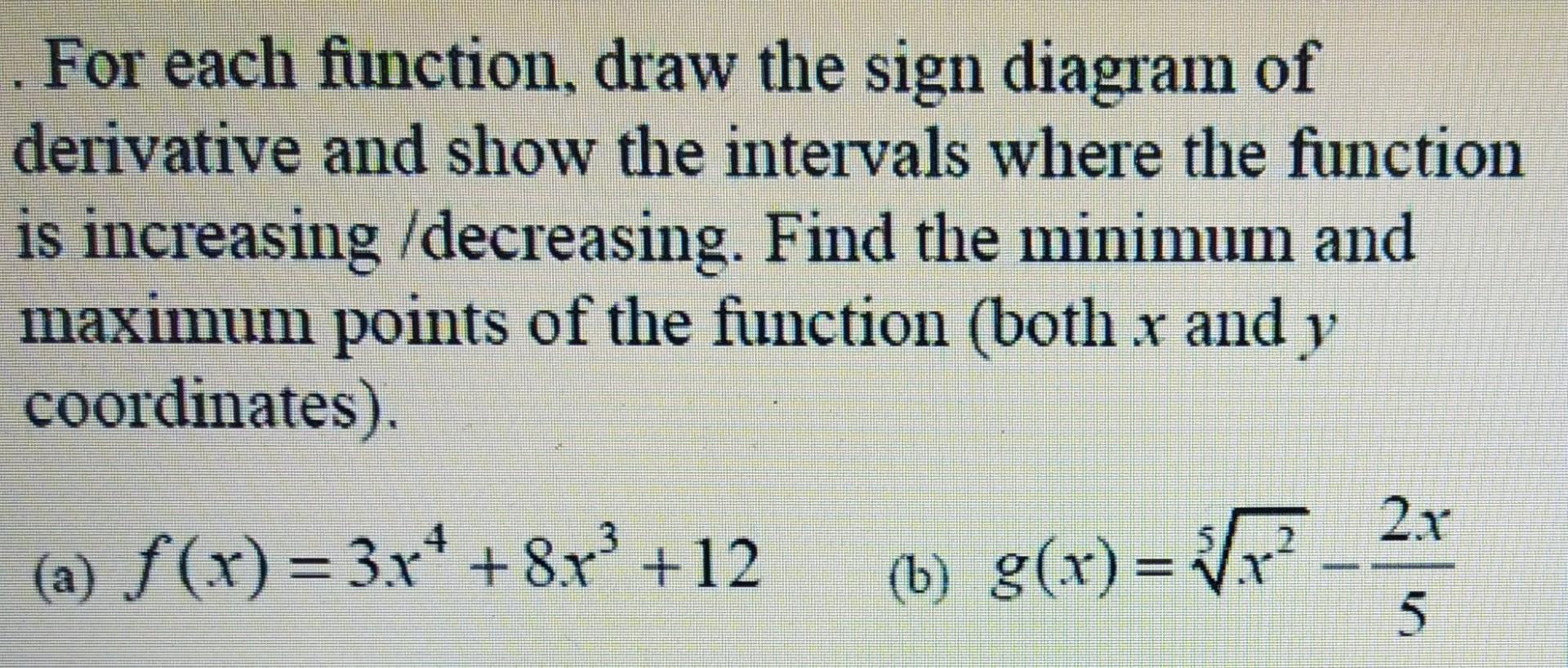 Solved . For each function, draw the sign diagram of | Chegg.com