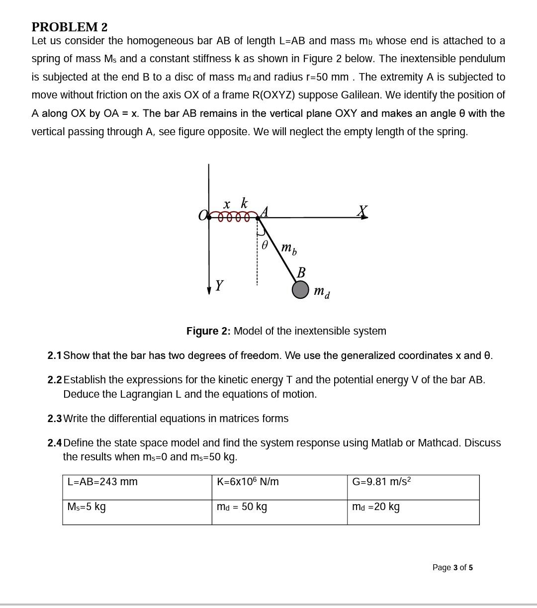 Solved PROBLEM 2 Let us consider the homogeneous bar AB of | Chegg.com