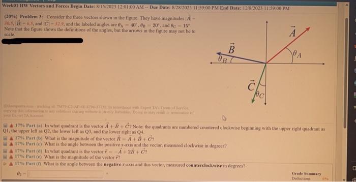 Solved (20\%) Problem 3: Consider the three vectom shown in | Chegg.com