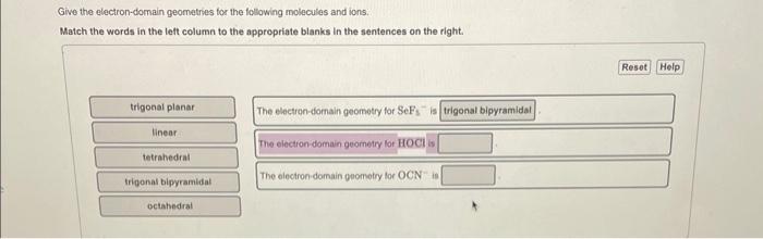 Solved Give The Molecular Geometries For The Following M 2798