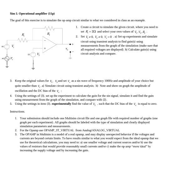 Solved Sim 5. Operational amplifier (15p) The goal of this | Chegg.com