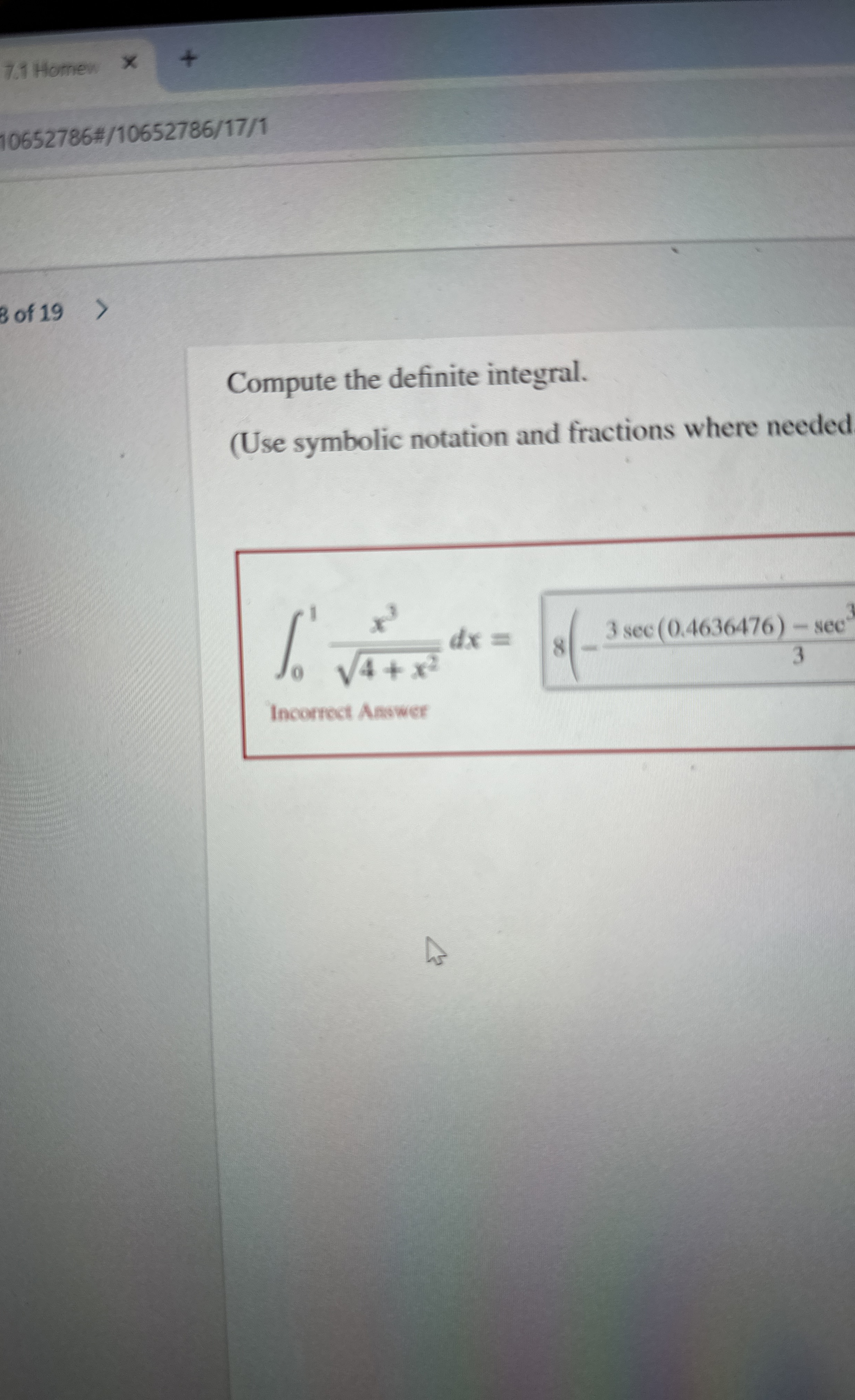 Compute the definite integral.(Use symbolic notation | Chegg.com