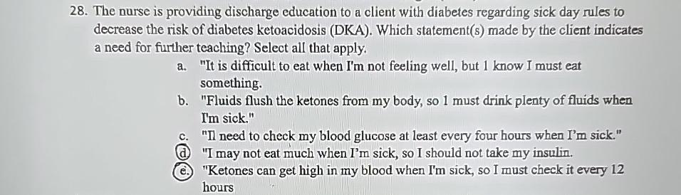 Solved The nurse is providing discharge education to a | Chegg.com