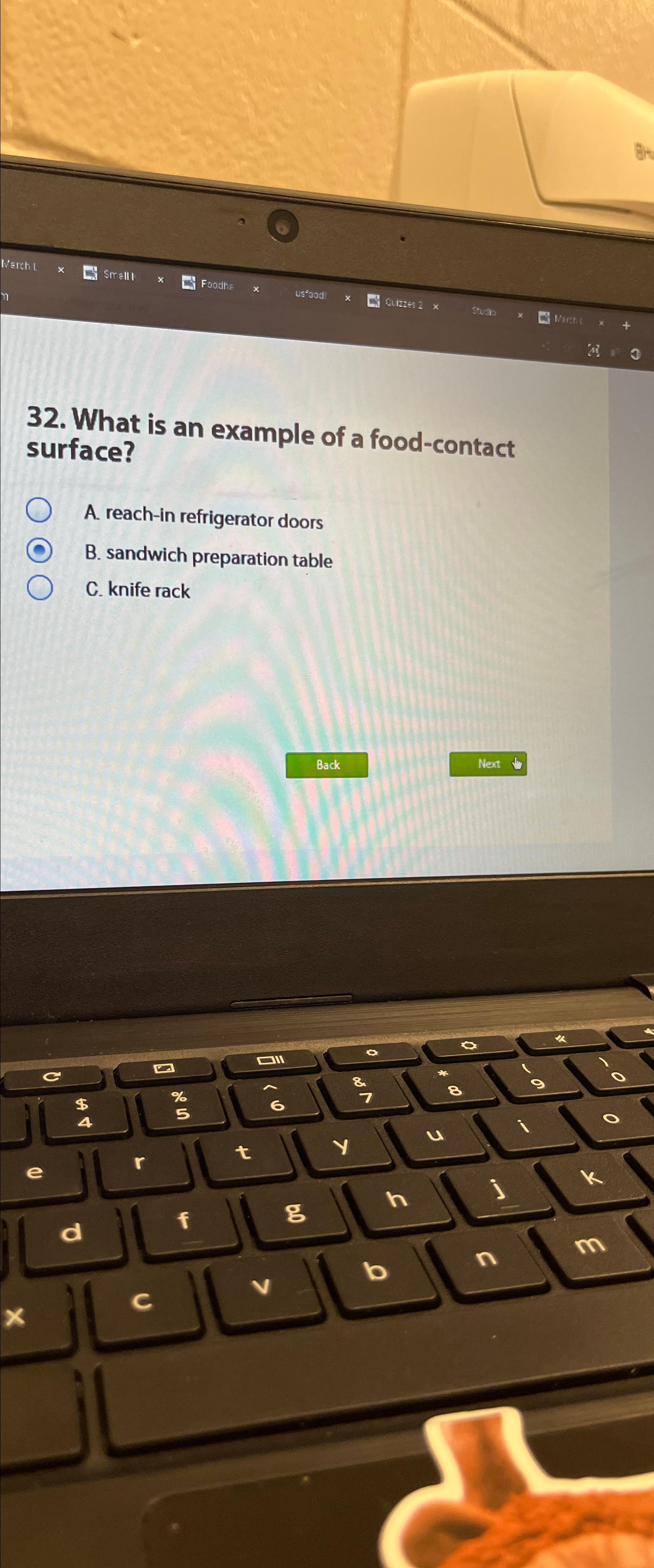 Solved What is an example of a foodcontact surface?A.
