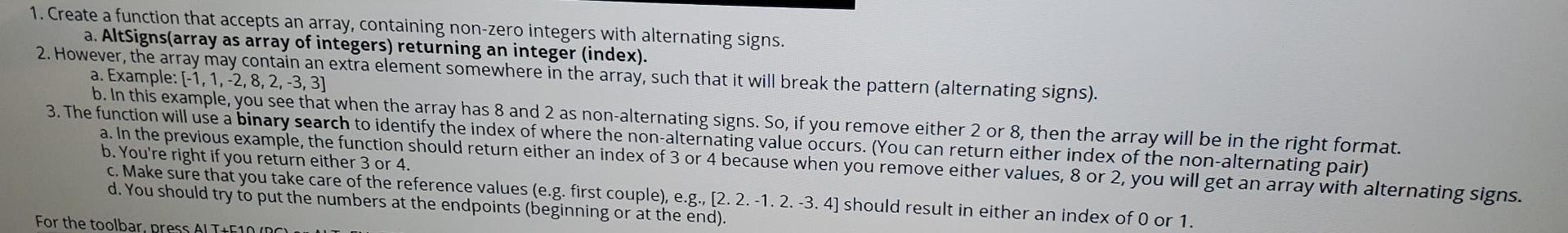 Solved 1. Create a function that accepts an array, | Chegg.com