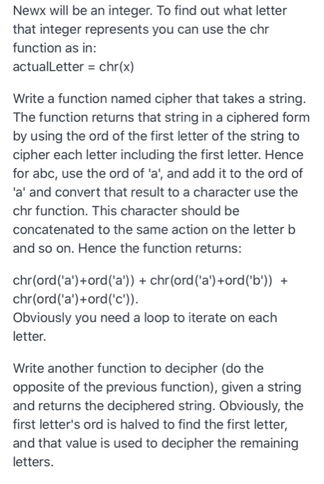 Solved The ord function in Python takes a character and | Chegg.com
