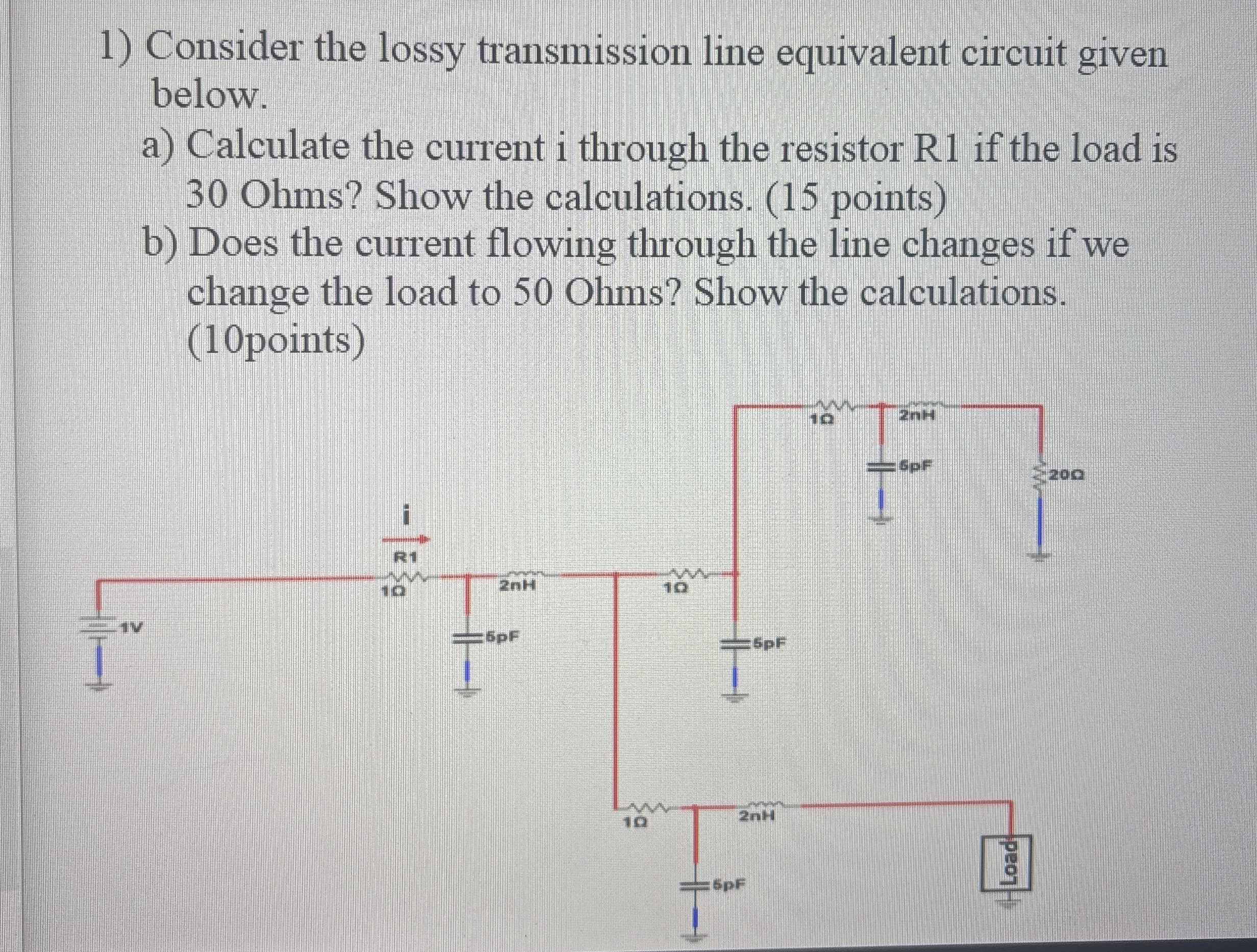 Solved Consider the lossy transmission line equivalent | Chegg.com