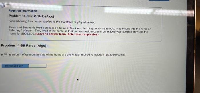 Solved Required Information Problem 14-39 (LO 14-2) (Algo) | Chegg.com