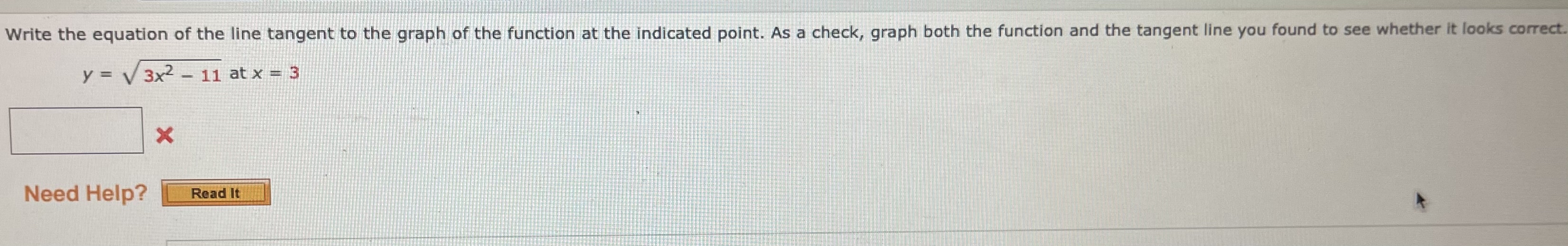 write the equation of the line tangent to the graph