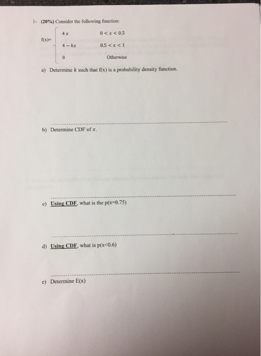 Solved 1- (20%) Consider the following function: 0 | Chegg.com