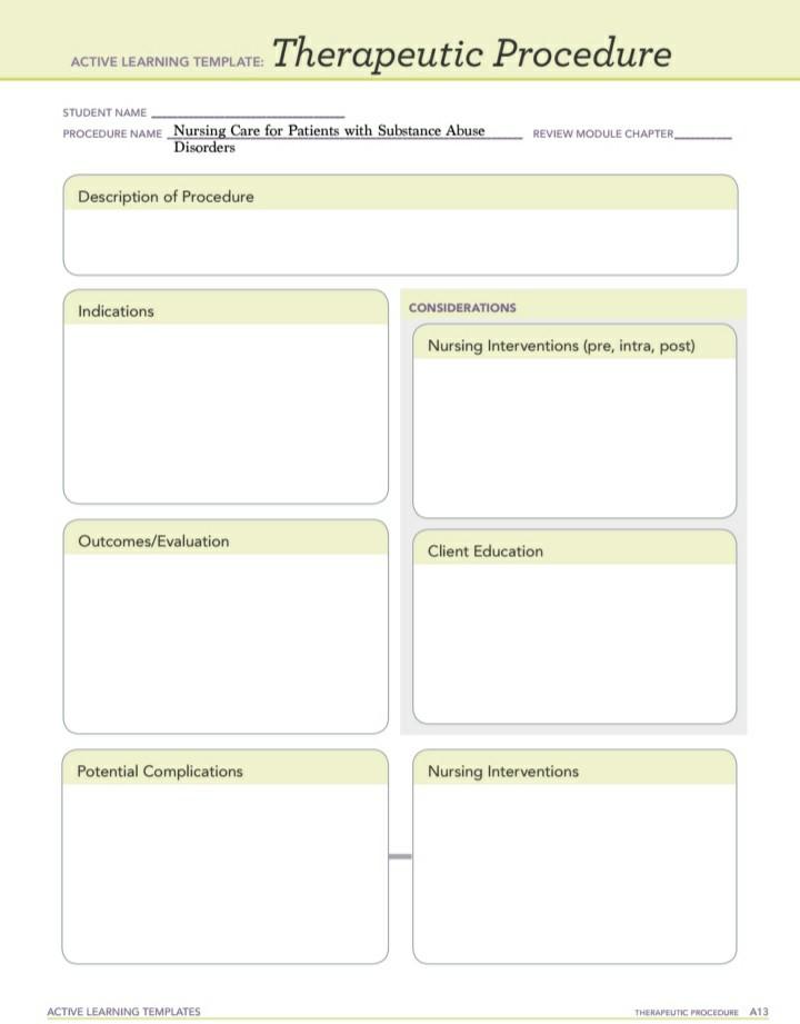 Solved ACTIVE LEARNING TEMPLATE Therapeutic Procedure