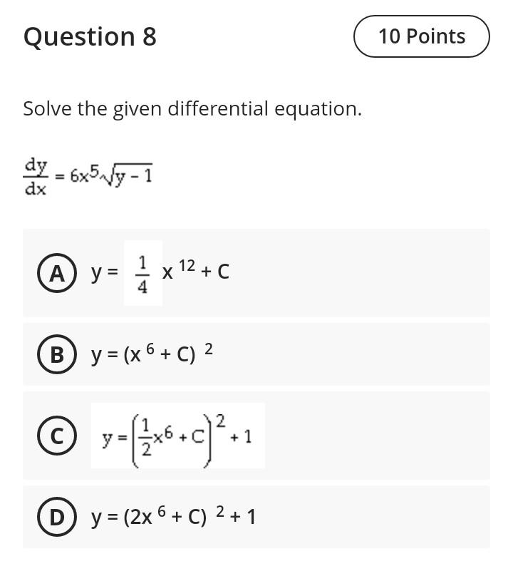 Solved Question 5 10 Points Solve the given differential | Chegg.com