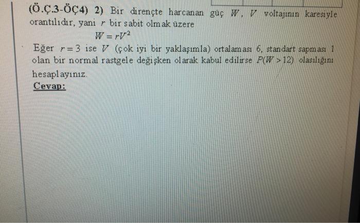 The Power Dissipated In A Resistor W Is Chegg Com