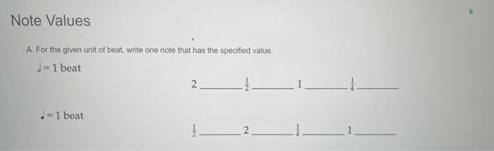 A. For the given unit of beat, write one note that | Chegg.com