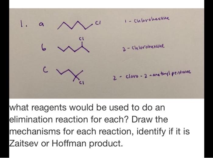Solved 1. a 1- chlorohexane 6 vi 2-chlorohexane с C Xo 2- | Chegg.com