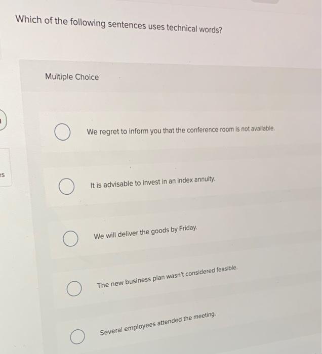 Solved Which of the following sentences uses technical | Chegg.com