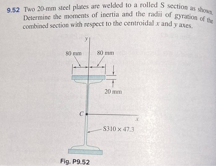 Solved 9.52 Two 20−mm steel plates are welded to a rolled S | Chegg.com