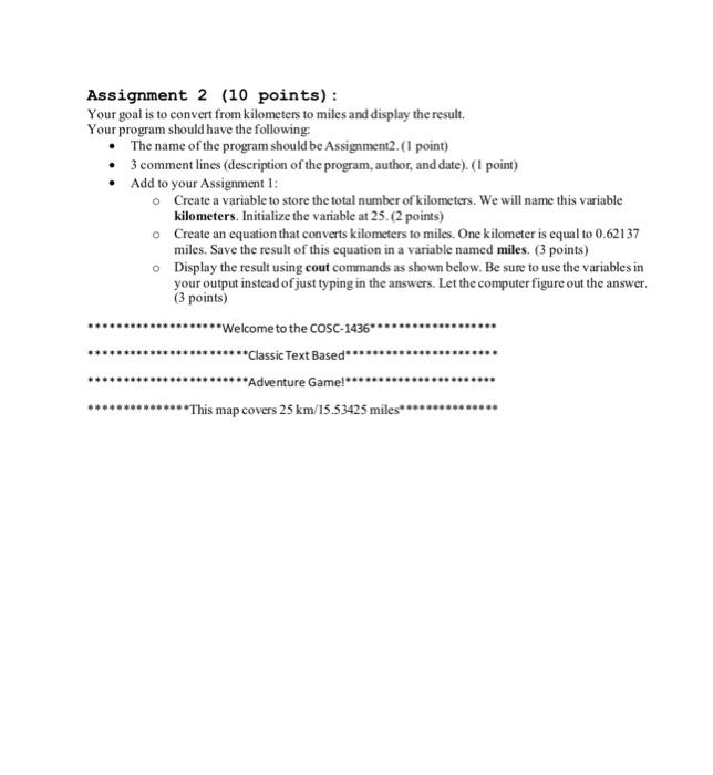 Solved Assignment 2 - Variables 10 pts Q Not Submitted Due | Chegg.com