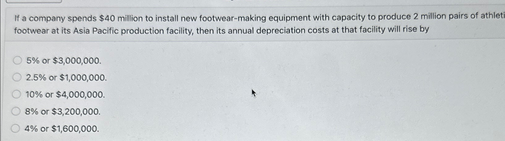 Solved If a company spends $40 ﻿million to install new | Chegg.com
