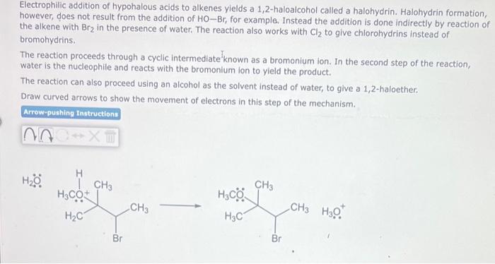 Solved Electrophilic Addition Of Hypohalous Acids To Alkenes | Chegg.com