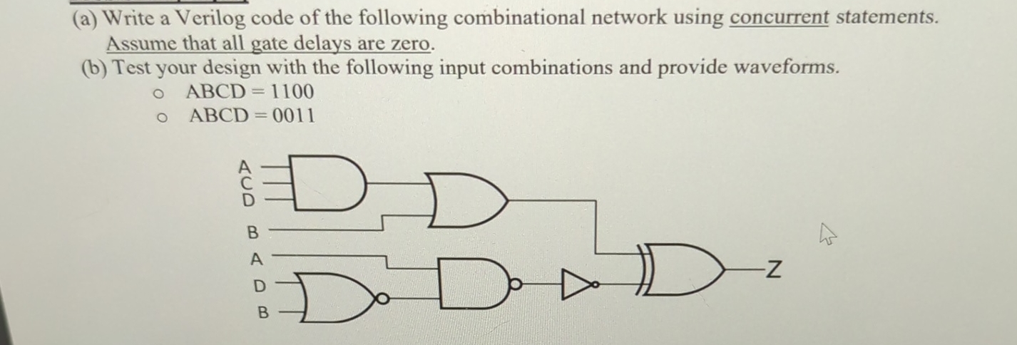 Solved (a) ﻿Write a Verilog code of the following | Chegg.com