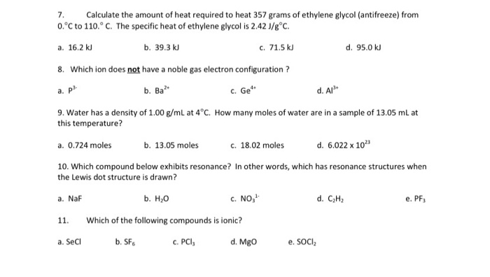 Solved 7. Calculate the amount of heat required to heat 357