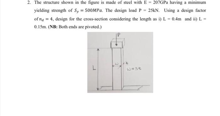 Solved 2. The structure shown in the figure is made of steel | Chegg.com