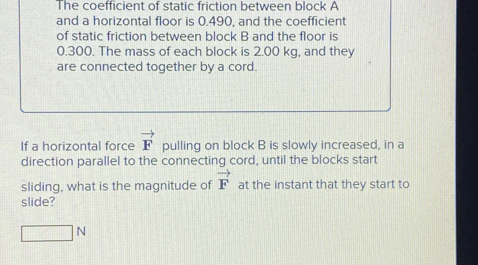 Solved The coefficient of static friction between block A | Chegg.com