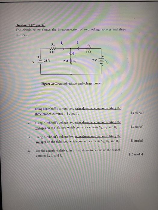 Solved Question 2 125 points The circuit below shows the | Chegg.com