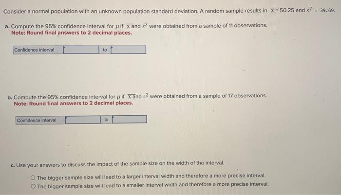 Solved Consider a normal population with an unknown | Chegg.com