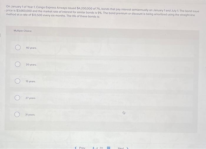 Solved On January 1 of Year 1, Congo Express Airways issued