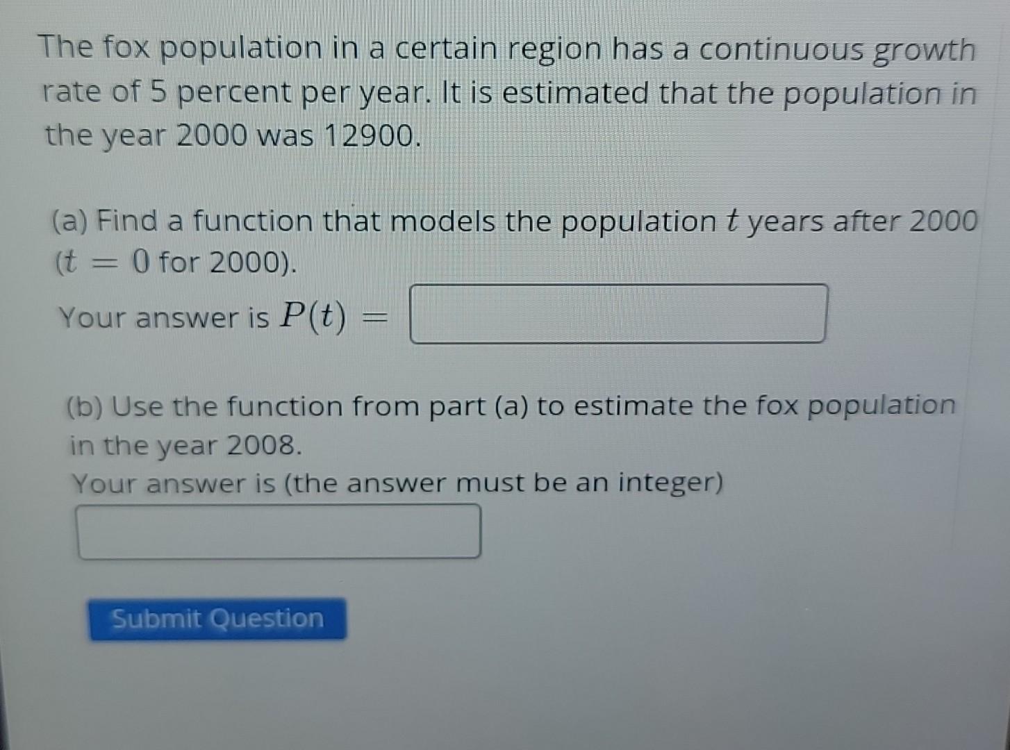 Solved The fox population in a certain region has a | Chegg.com