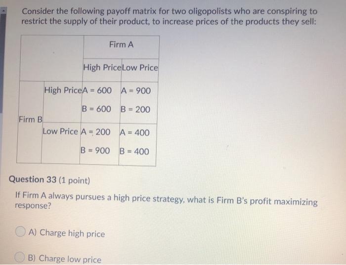 Solved Consider the following payoff matrix for two | Chegg.com