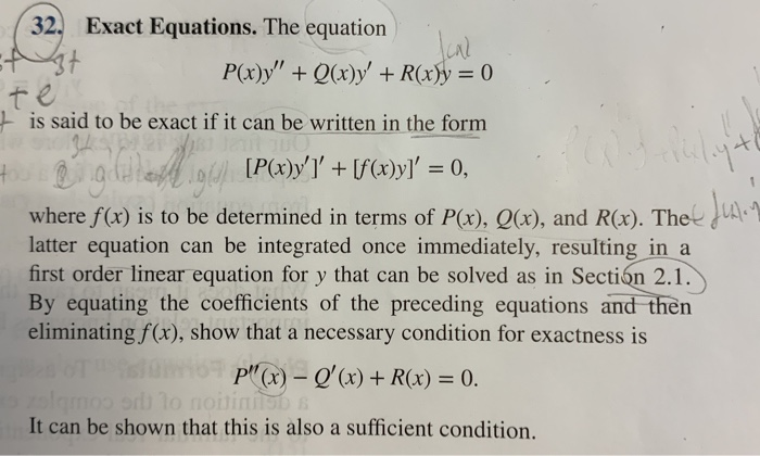 Solved 32 Exact Equations The Equation That P X Y Q Chegg Com