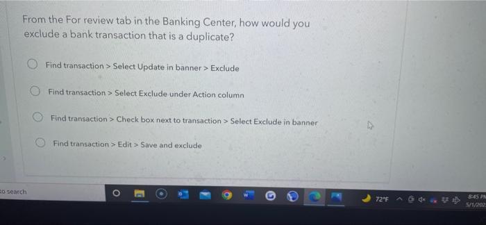 from the for review tab in the banking center