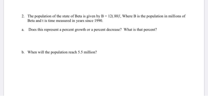 Solved 2. The population of the state of Beta is given by B | Chegg.com