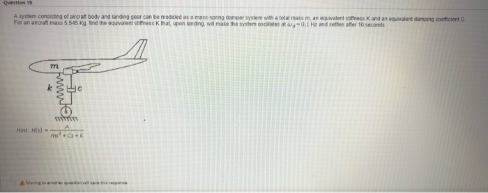 Solved Question 19 A System Consisting Of Aircraft Body And | Chegg.com