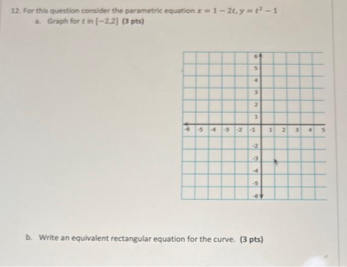 Solved 12. For this question consider the parametric | Chegg.com