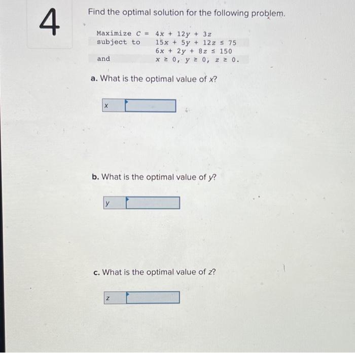 Solved Find the optimal solution for the following problem. | Chegg.com