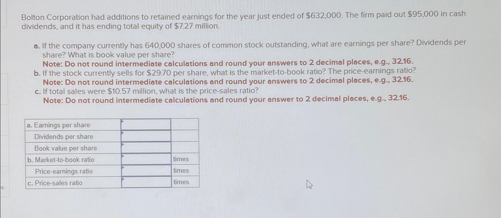 Solved Bolton Corporation Had Additions To Retained Earnings | Chegg.com